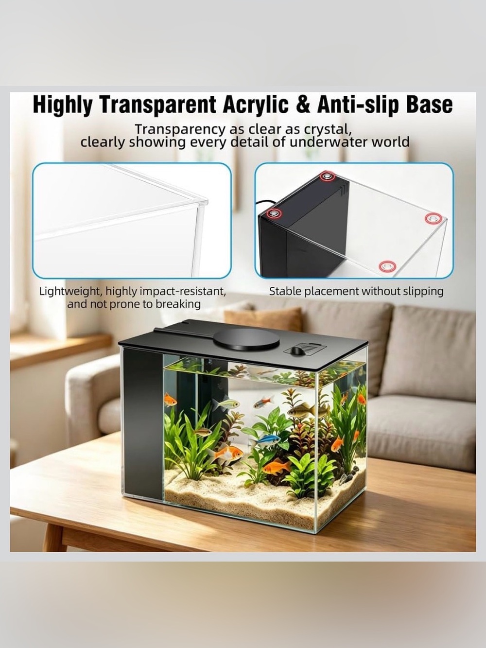 Small Fish Tank Kit 1 Gallon Aquarium - Picture 6 of 7